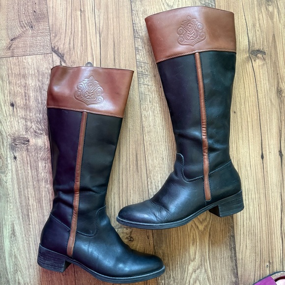 Franco Sarto Canyon Riding Boots in Black and Acorn Leather size 10 Wide Calf - Picture 13 of 16